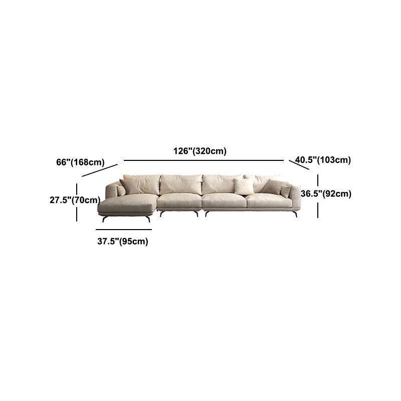 Contemporary White Faux Leather Sofa & Chaise Loose Back Sofa - 36.22" H