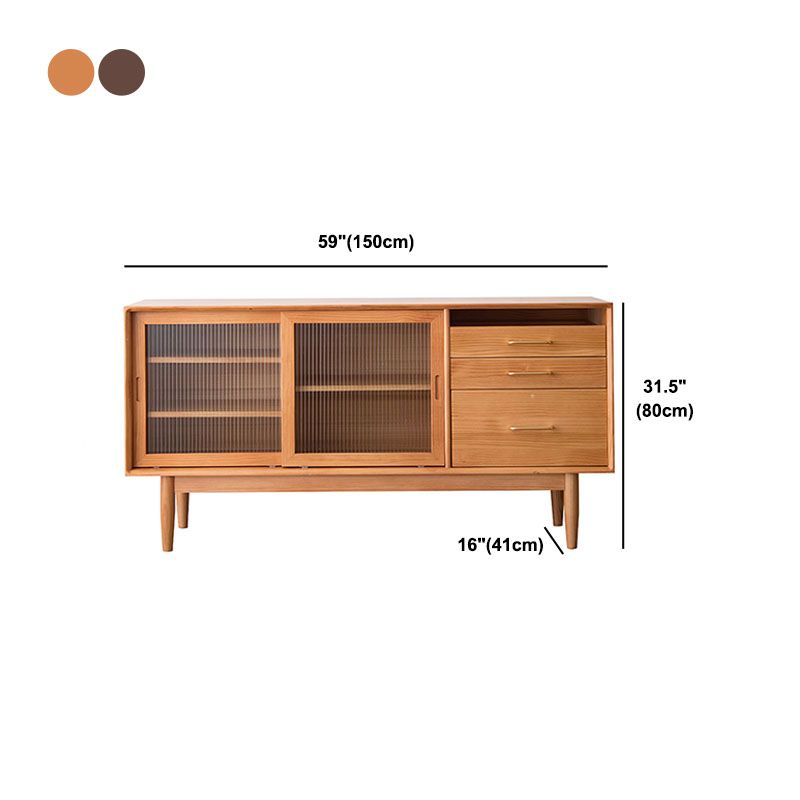 Pine Solid Wood Sideboard Buffet Contemporary Buffet Table with Drawers