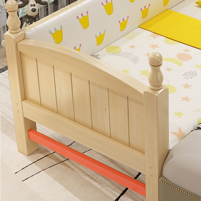 Contemporary Toddler Bed Solid Wood No Theme Natural Kids Bed with Mattress