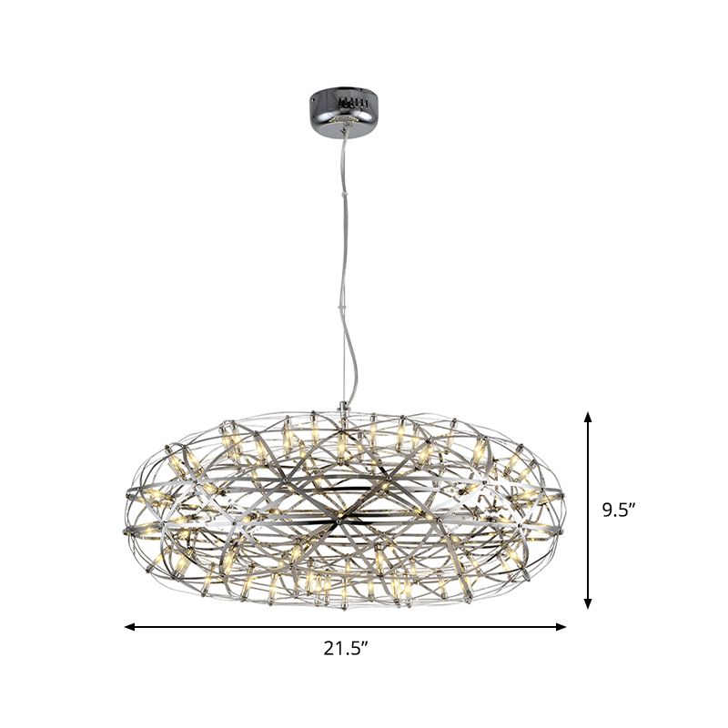 Chromscheibenförmige Kronleuchterlampe moderne 16 "/21" W LED Edelstahl hängen Licht in warmem/weißem Licht