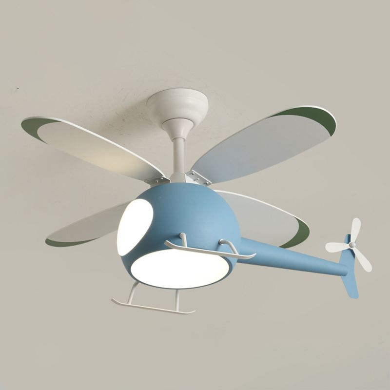 Metal Plane Ceiling Fan Light Kids Style LED Ceiling Lighting