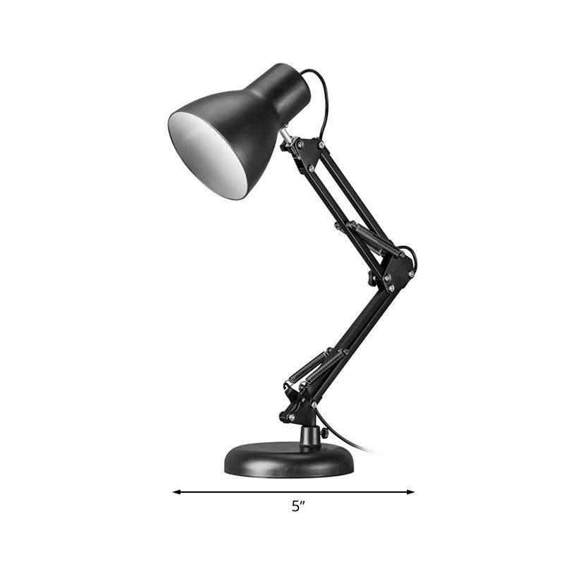 Negro 1 Luz de iluminación de tareas de luz Industrial Luz de escritorio ajustable de sombra cónica de metal en negro para oficina