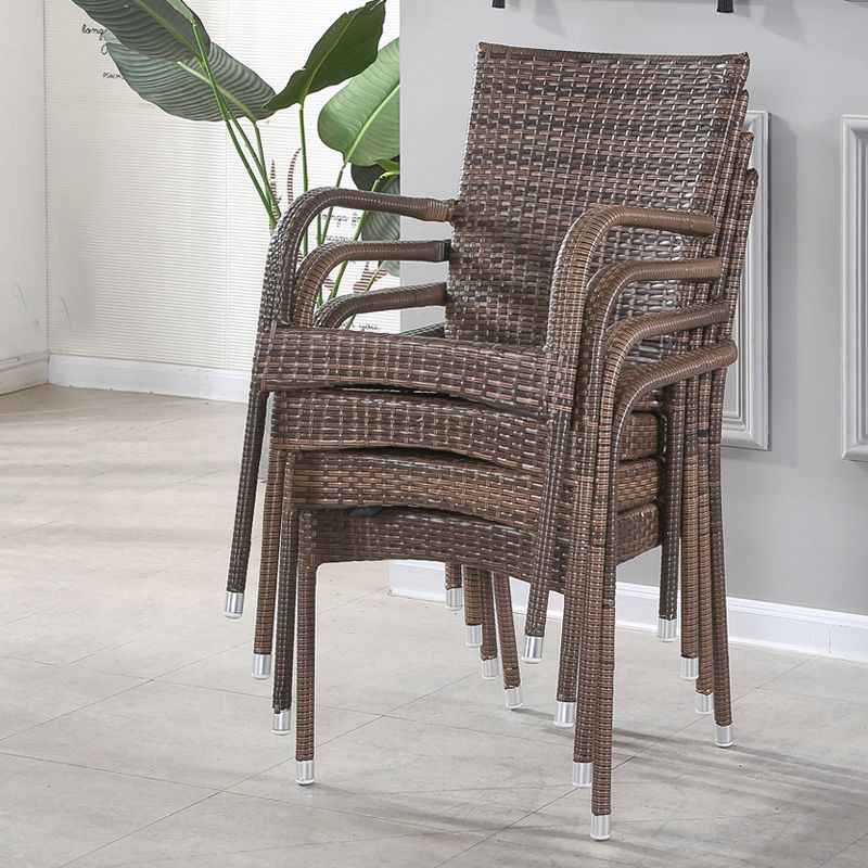 Tropical Dark Brown Indoor/ Outdoor Arm Chair in Faux Rattan