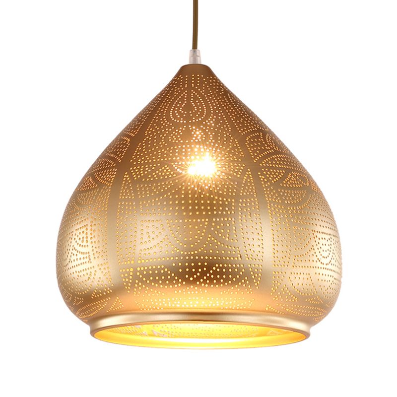 1 cabezal lágrima lámpara colgante lámpara de suspensión de techo de metal tradicional en plata/bronce/oro