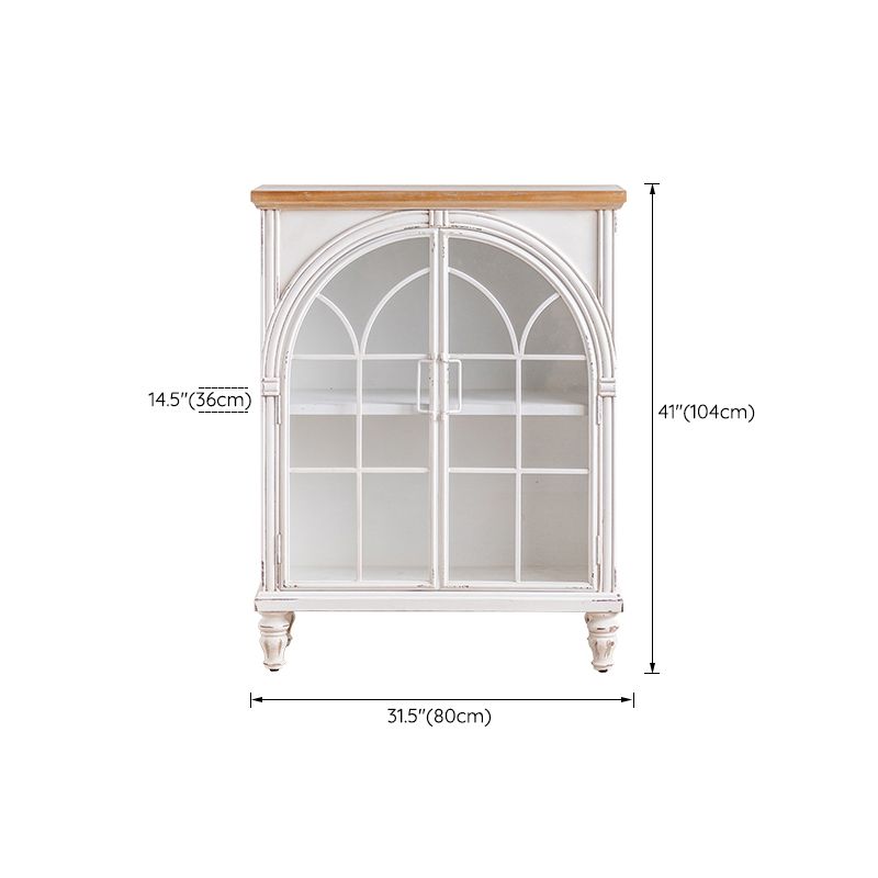 Traditional Pine Display Stand Glass Doors Storage Cabinet with Doors for Bedroom