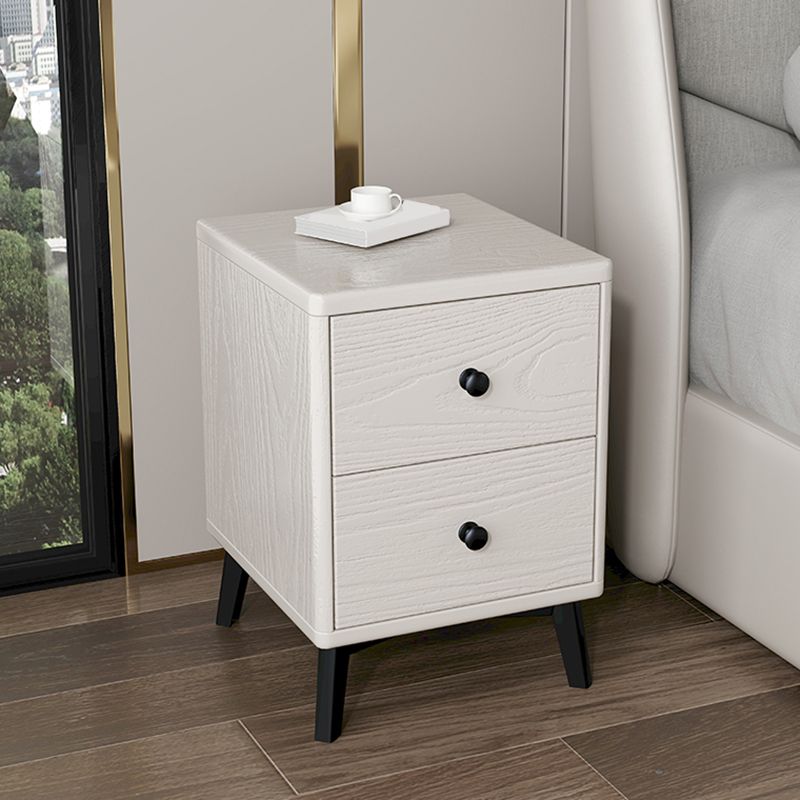 Solid Wood Nightstand Modern 2-Drawer Storage 20 Inch H Night Table with Legs