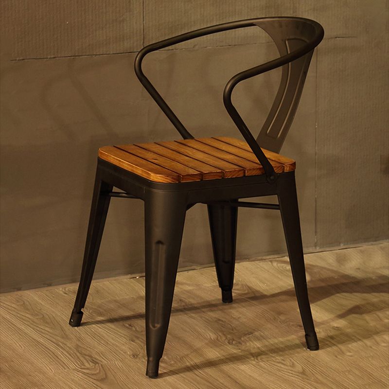 Slat Back Stackable Side Chair Industrial Style Dining Side Chair