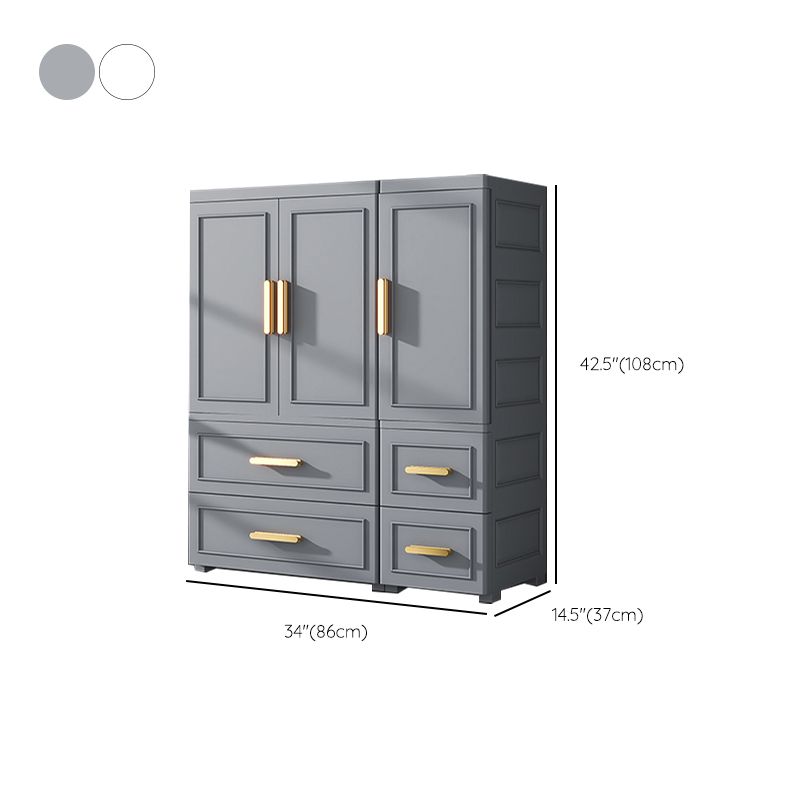 Modern Plastic Armoire Cabinet Bedroom Youth Armoire with Wheels