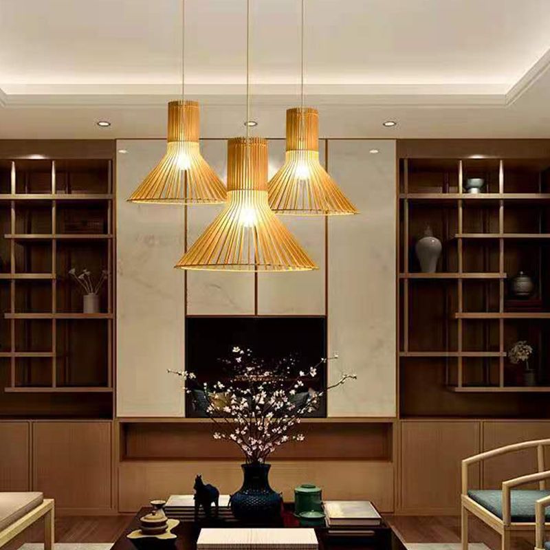 Wooden Hanging Light Modern Household Pendent Lighting Fixture for Sitting Room