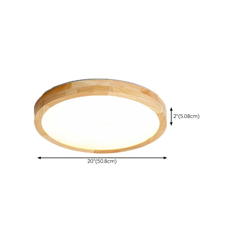 Modern Wood LED Flush Mount Geometric Shape Ceiling Light with Acrylic Shade for Study