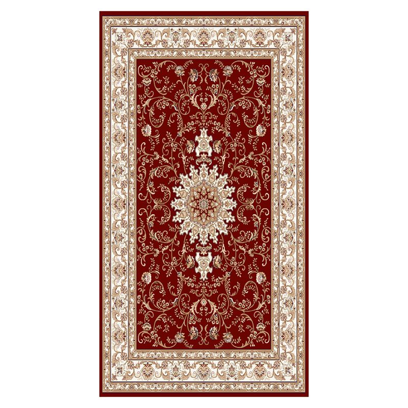 Fancy Traditional Area Rug Brown Polyester Area Carpet Stain Resistant Rug for Home Decor