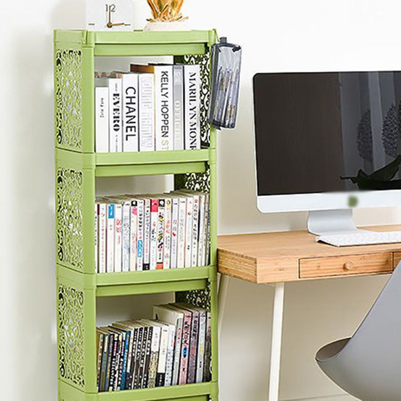 Plastic Bookcase Contemporary Style Open Back Bookshelf for Office Home Study Room