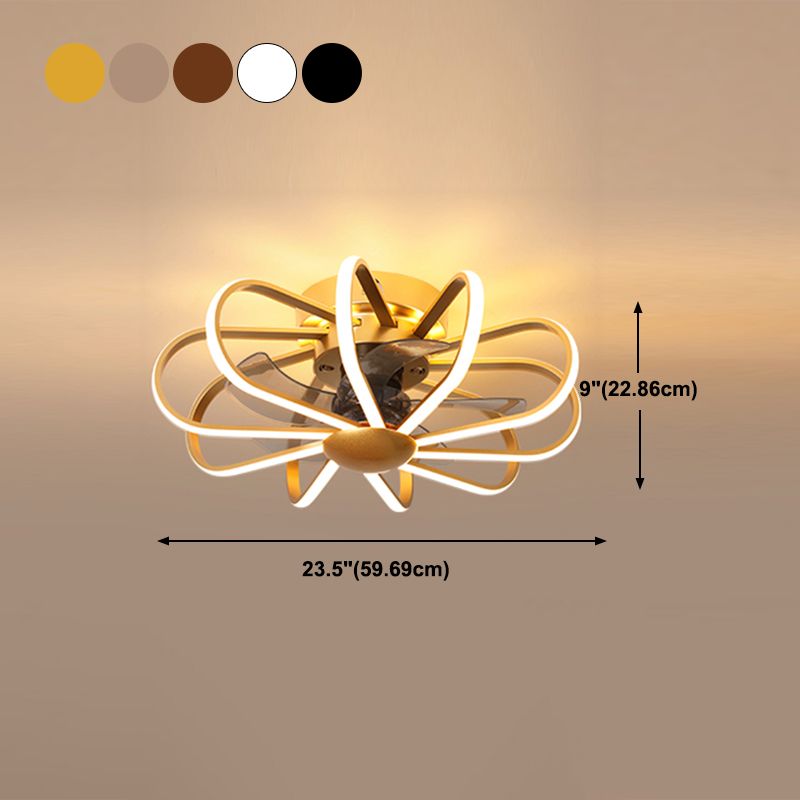 Metal Ceiling Fan Lamp Simplicity Style LED Ceiling Lighting for Bedroom