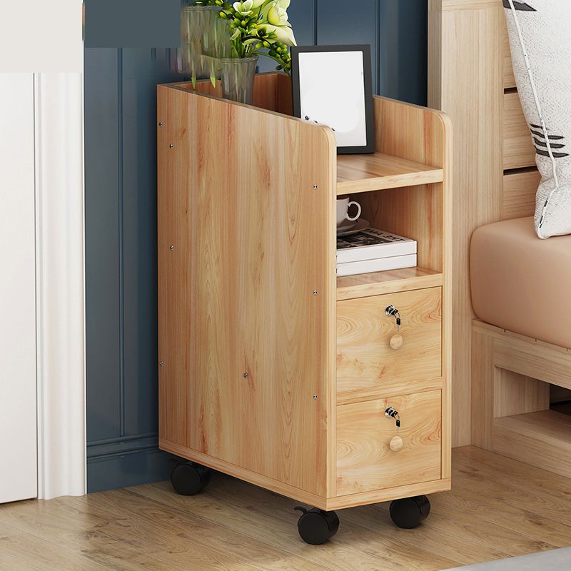 2 Drawers Bed Nightstand Contemporary Wooden Night Table for Bedoom