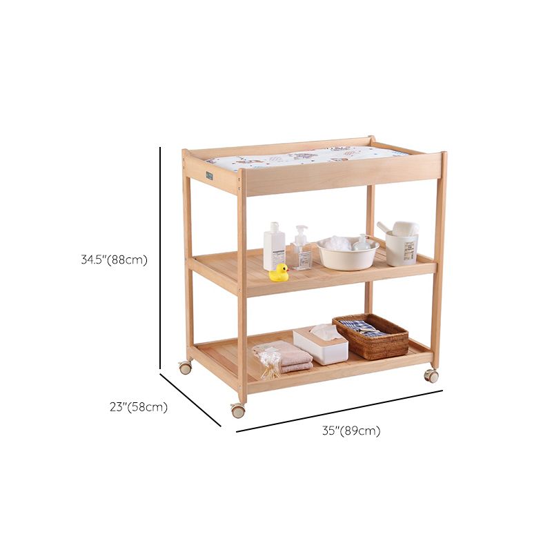 Wooden Baby Changing Table Flat Top Solid Wood Changing Table