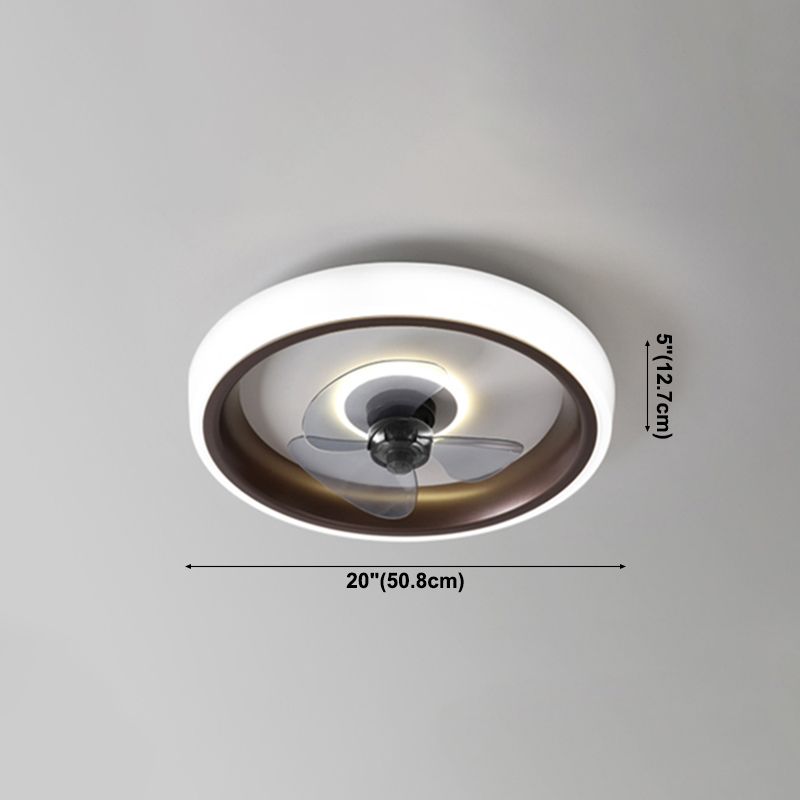 Modern Concise LED Ceiling Fan Light Wrought Iron Circular Flush Mount with Acrylic Shade