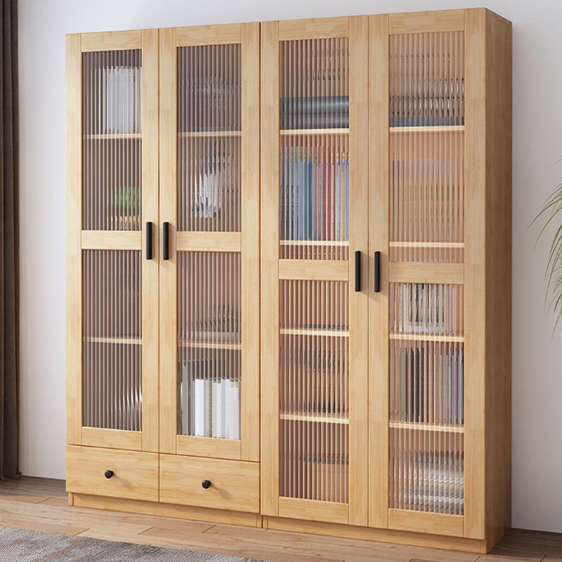 Scandinavian Storage Cabinet Rubberwood Glass Doors Display Cabinet for Bedroom