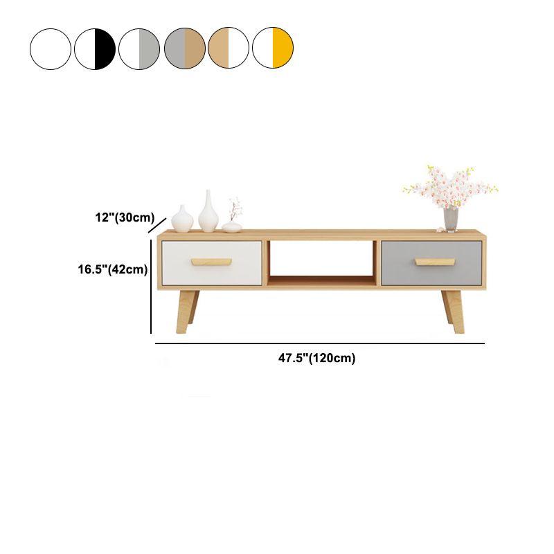 Scandinavian TV Media Stand with Drawers Wood TV Stand Console