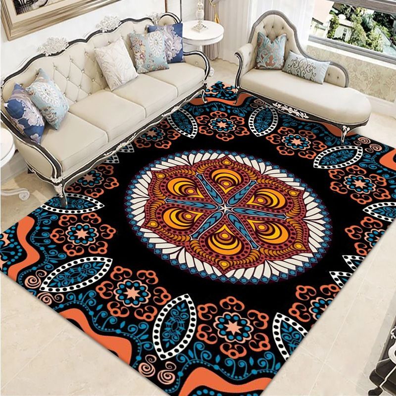 Brown Moroccan Rug Polyester Graphic Indoor Rug Washable Area Rug for Living Room