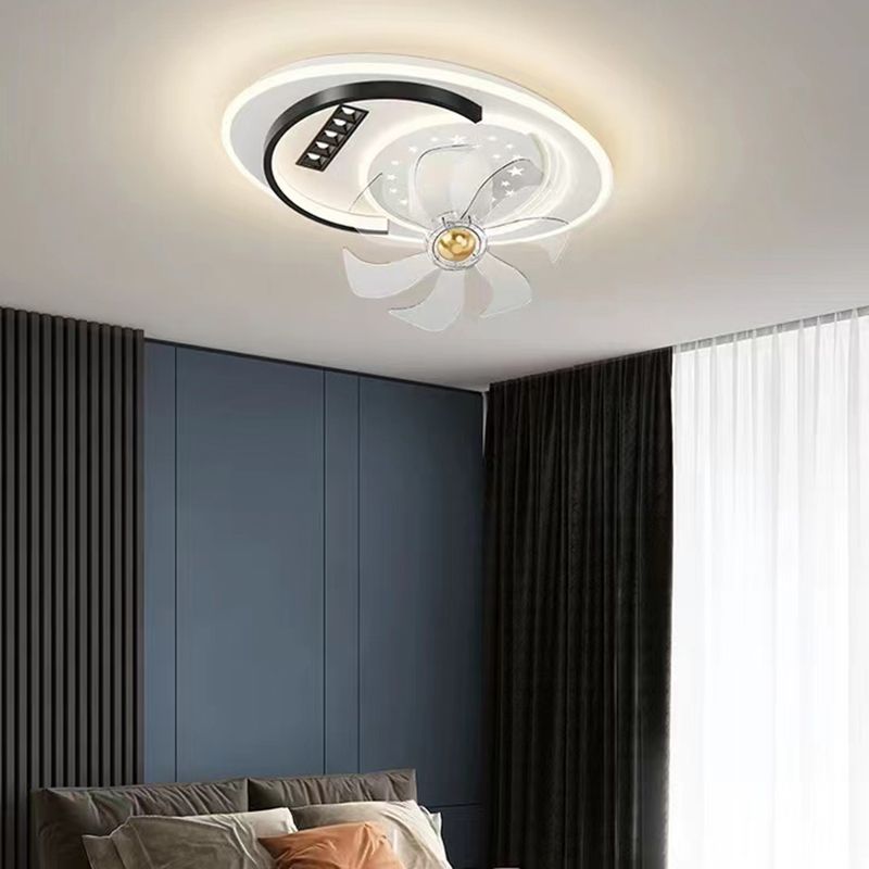 Interior LED Ceiling Fan Mount in Black and White Finish Geometric Ceiling Fan