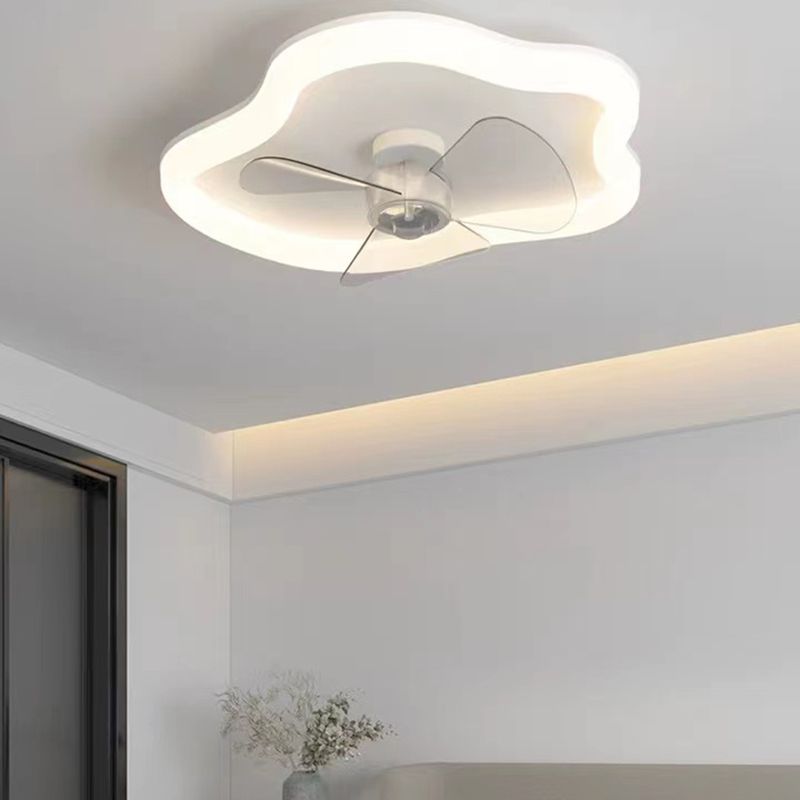 Modernism 1/2-Light White Ceiling Fan Lamp Unique LED Acrylic Ceiling Fan Light