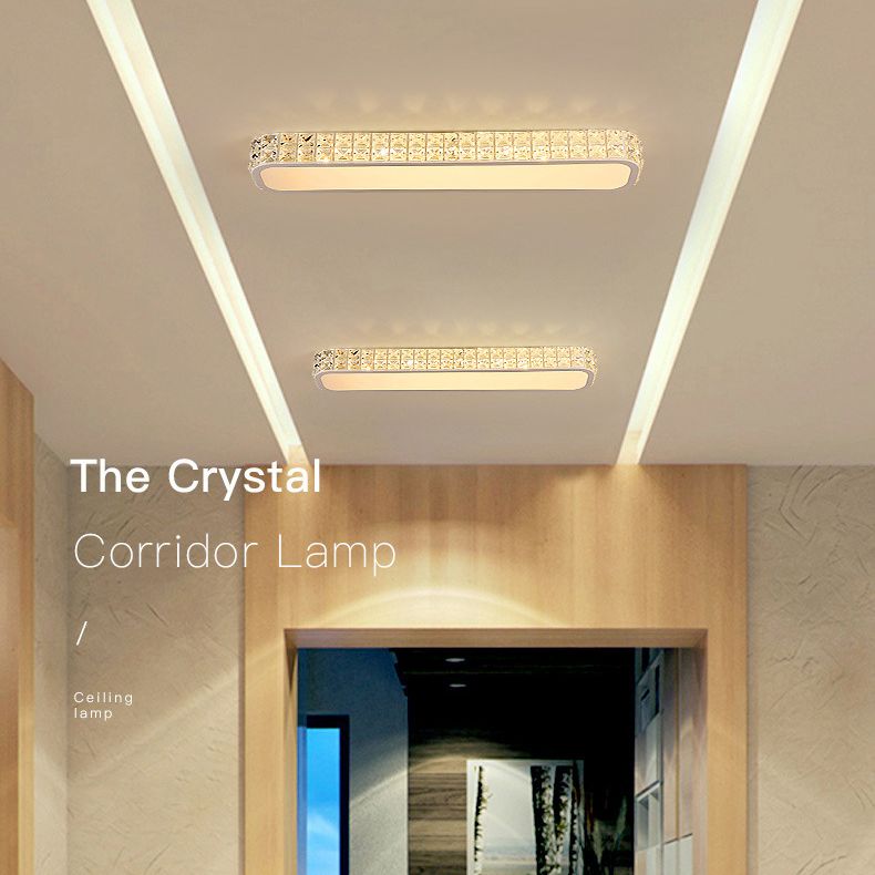 Crystal Oblong Flush Mounted Lamp Simplicity LED Ceiling Flush Light Fixture for Hallway