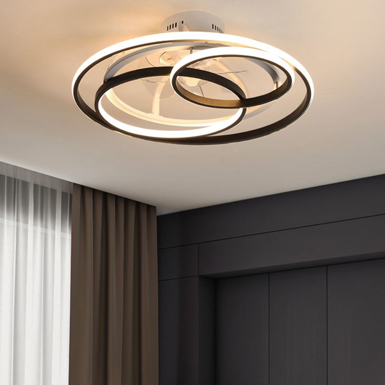 3 Light Ceiling Fan Light Modern Style Metal Ceiling Fan Light for Bedroom