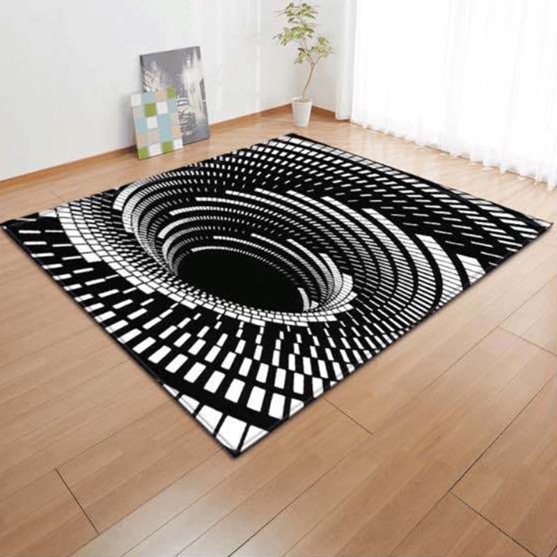 Multicolor 3D Optical Illusions Rug Polyester Modern Indoor Rug Non-Slip Backing Stain Resistant Pet Friendly Carpet for Home