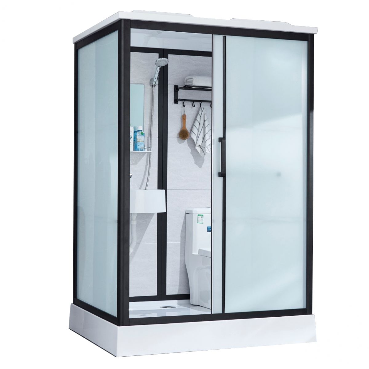 Framed Tempered Glass Shower Kit with Base Included Framed Shower Stall