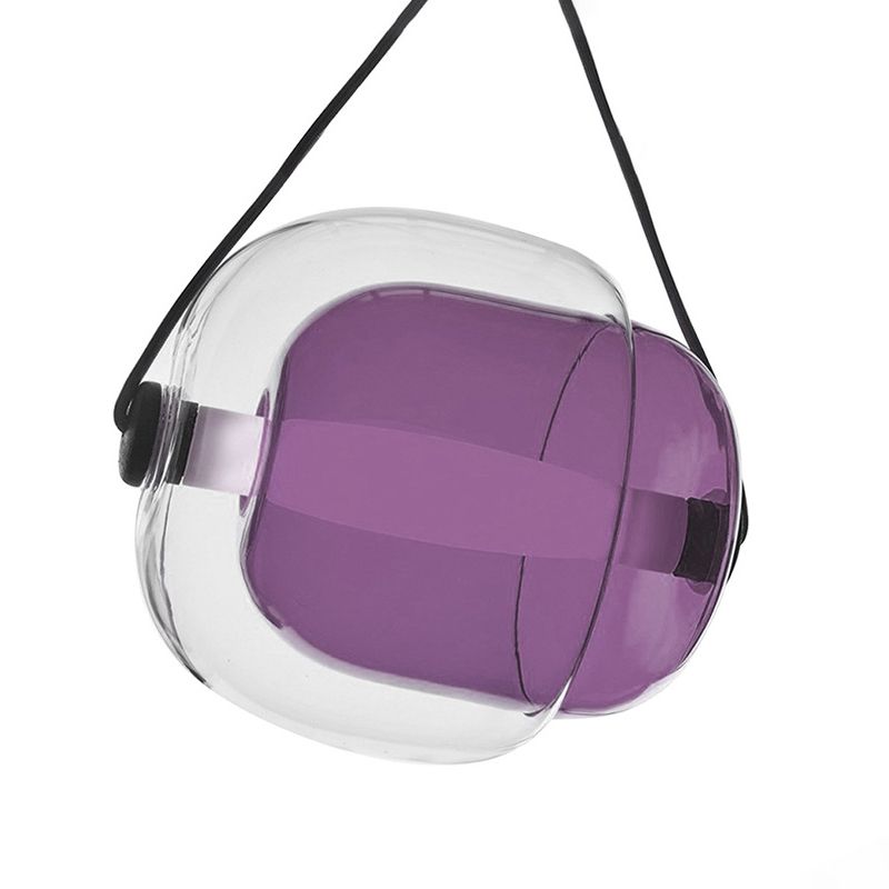 Candy-Shaped Pendant Light Modern Clear Glass 1 Light Led Hanging Ceiling Lamp in Grey/Yellow/Purple with Cord