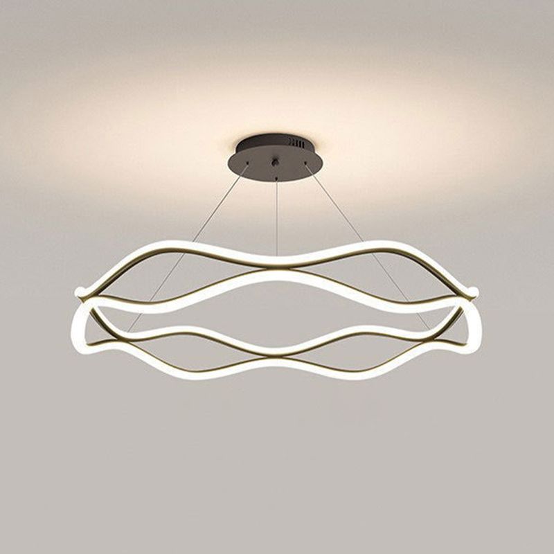 Linear Shape Metal Pendant Light Fixtures Modern Style 2-Light Hanging Light Fixtures