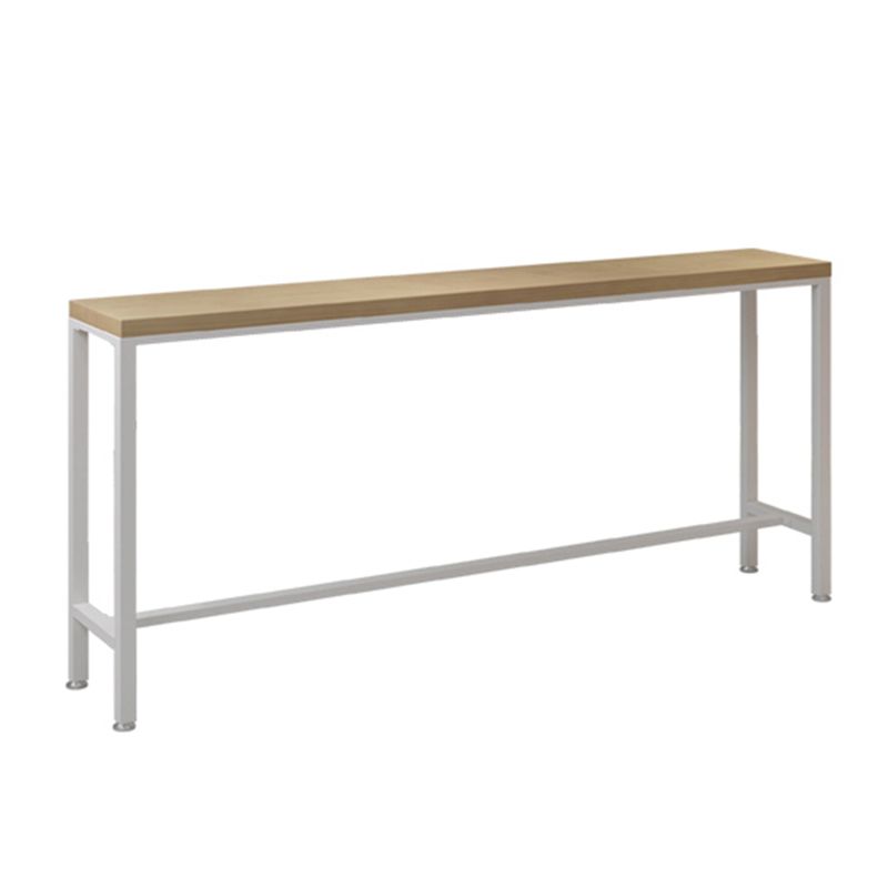 Natural Finish Wood Top Bar Table Industrial White Metal Frame Bistro Table