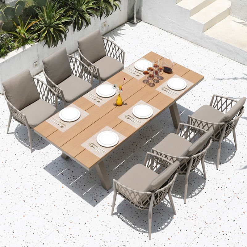 Modern Rust Resistant Patio Table Rectangle/Square Aluminum Frame Dining Table