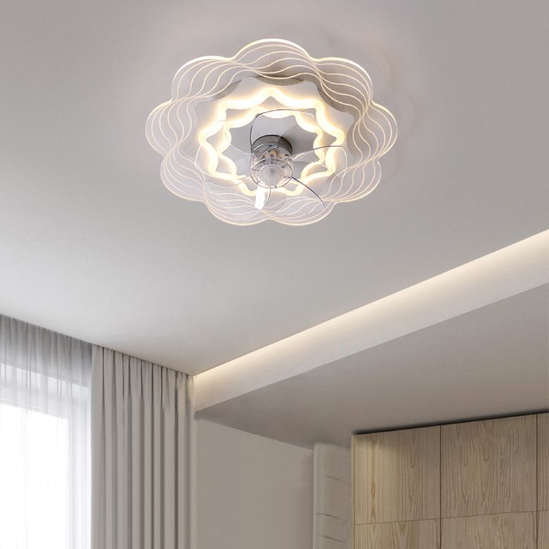 Simple Style Metal Ceiling Fan Lamp Modern Flush Mount Light Fixture for Bedroom