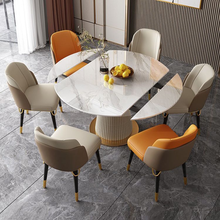 Sintered Stone Top Round Table for Restaurant Luxury Dining Table with Pedestal Base