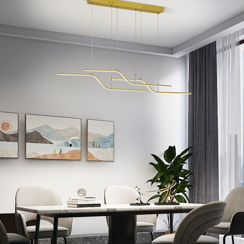 Lampe suspendue métallique à lustre linéaire ultra-moderne avec cordon suspendu pour restaurant