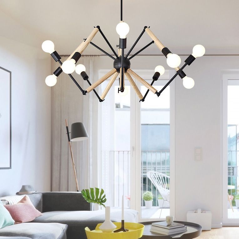 Spider Chandelier Pendant Light Modern Multi-Head Beige Bronze Chandelier Lamp for Restaurant