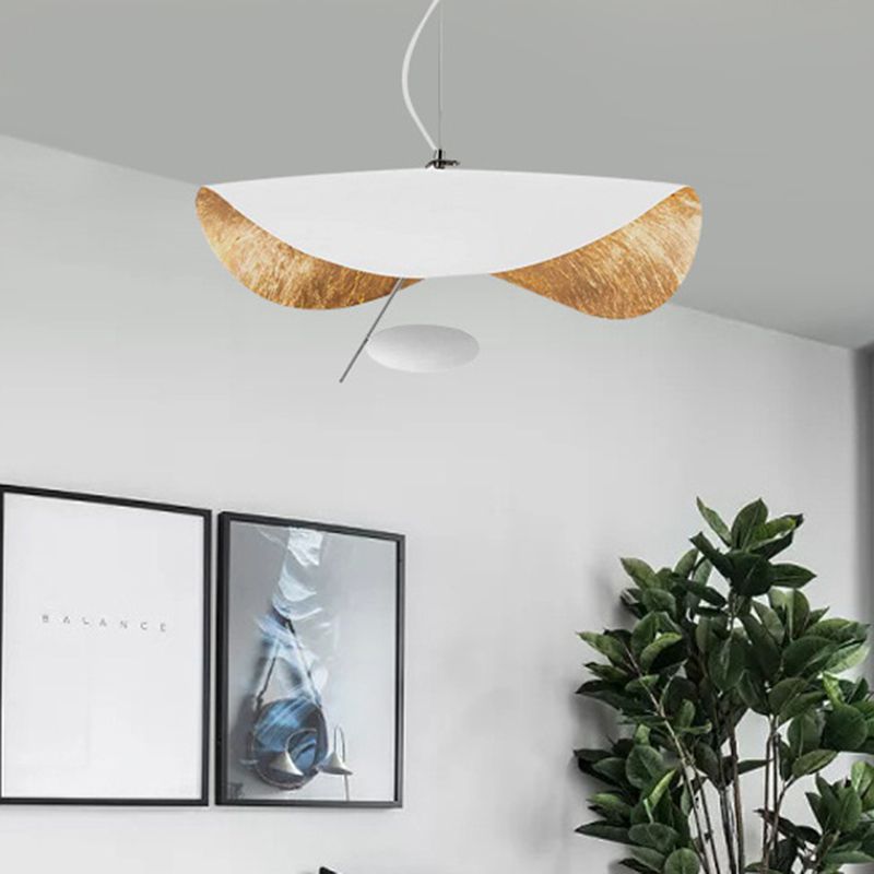 Metal Geometric Pendant Light Kit Modern 16"/23.5" Wide 1 Light White/Black Down Lighting for Living Room