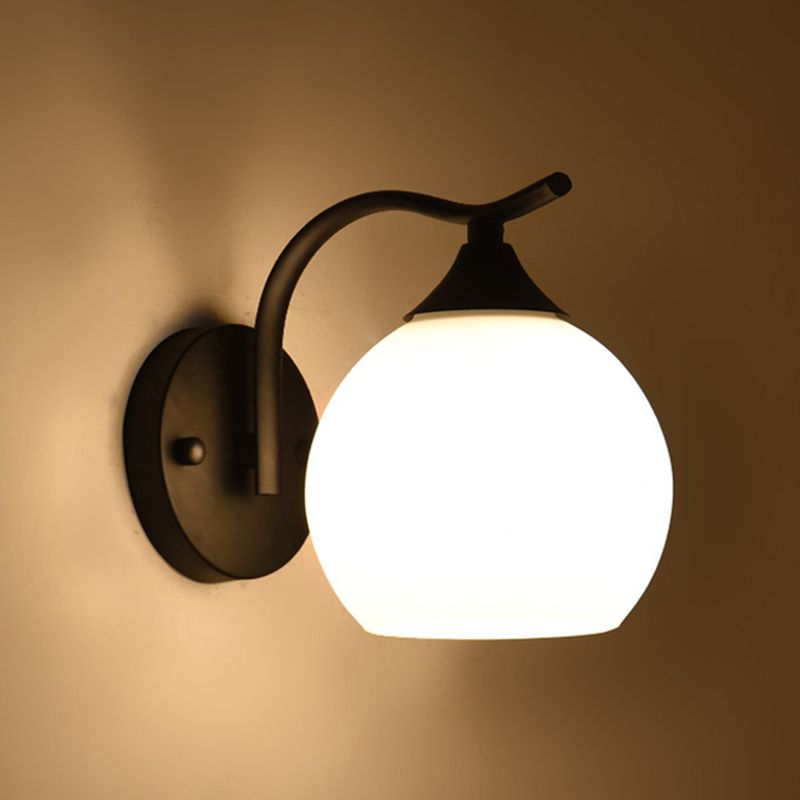 Contemporary Simplicity Globe Wall Mount Lighting Milk Glass Wall Mounted Light Fixture for Bedroom