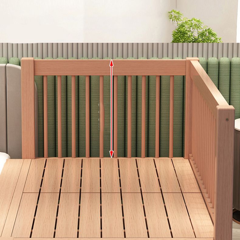 Solid Wood Washed Natural Nursery Bed Scandinavian with Guardrail