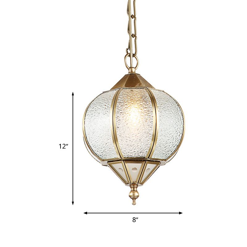 Lantern Dining Room Ceiling Pendant Colonial Bubble Glass 1 Head Gold Hanging Light Fixture