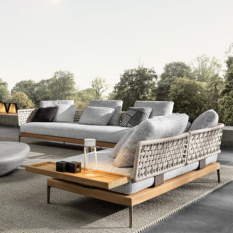 Modern Outdoor Patio Sofa Solid Wood Patio Sofa with Cushions