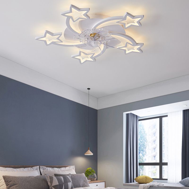 Multi Light Ceiling Fan Lighting Modern Style Metal Ceiling Fan Light for Dining Room