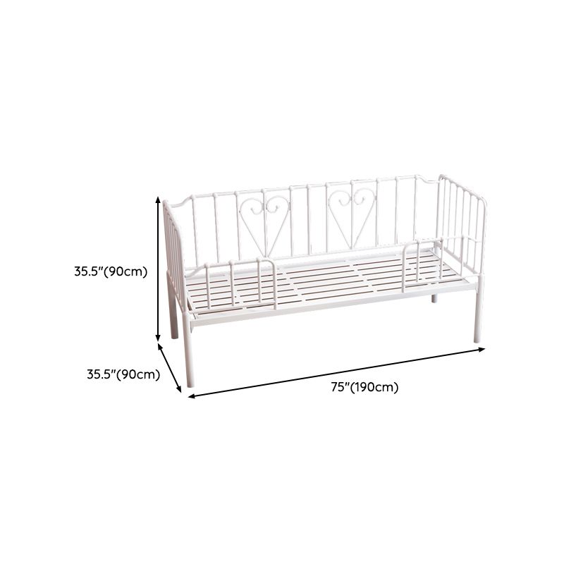 Nursery Bed with Guardrail in Metal Industrial Nursery Crib in White