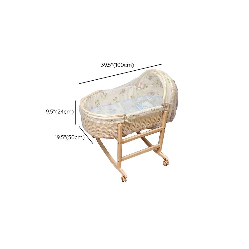 Oval Moses Basket Wicker Natural Moses Basket with Playpen for Newborn