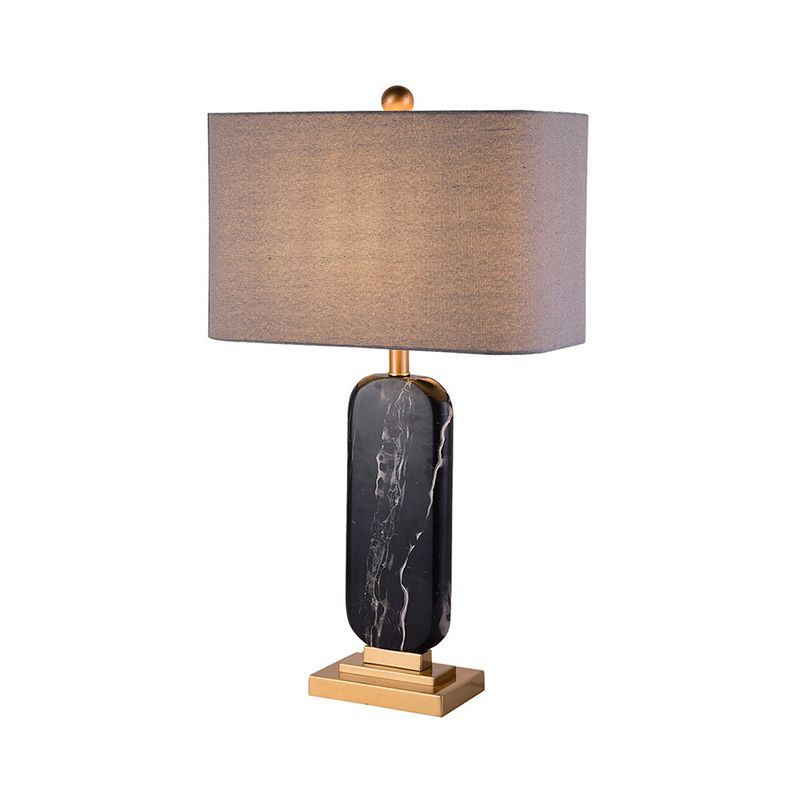 1 Head Shaded Task Lighting Contemporary Fabric Small Desk Lamp in Black for Bedside