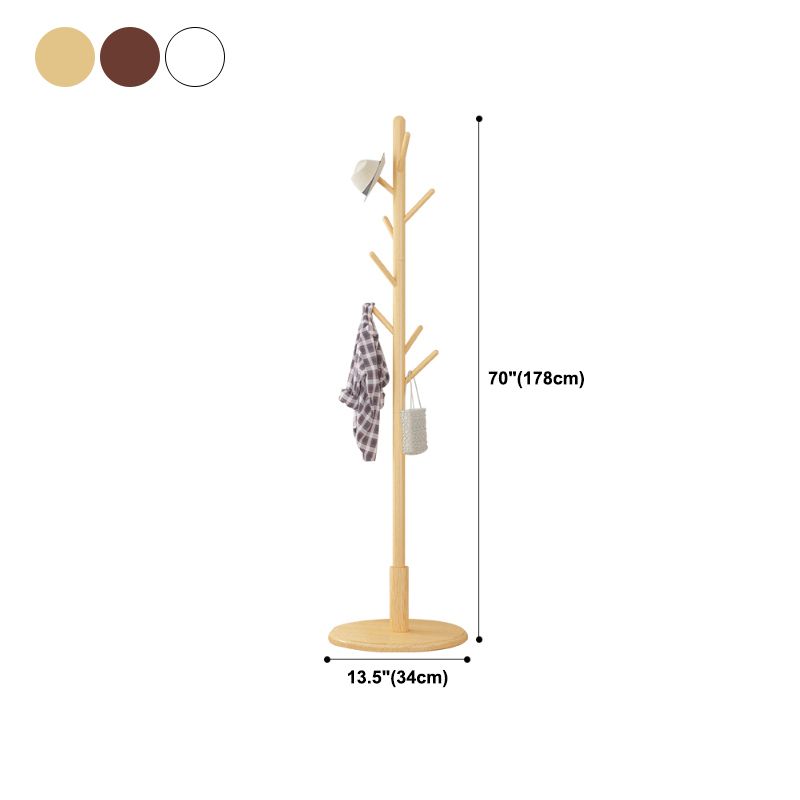 Coastal Entryway Kit,Hall Tree with 8 Hooks in Brown-Engineered Wood