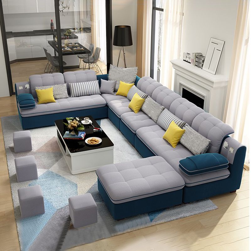 Cushion Back Sectional Tufted Pillow Top Arm Sofa for Living Room