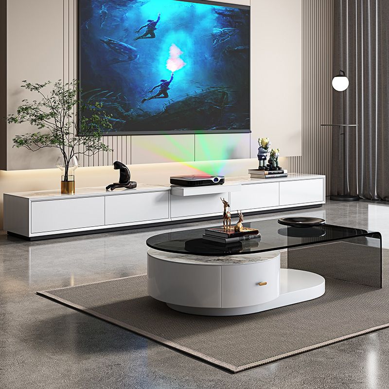 Contemporary Media Console TV Stand Stone TV Stand Console with Drawers