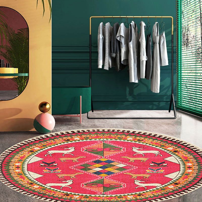 Tapis rond antique rétro à imprimé floral tapis intérieur Polyester tapis de support sans glissement pour salon